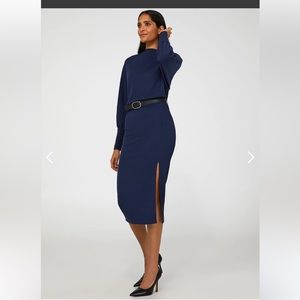 Suzy Shier NWT women’s blue boat neck dolman sleeve midi dress w belt size XXL